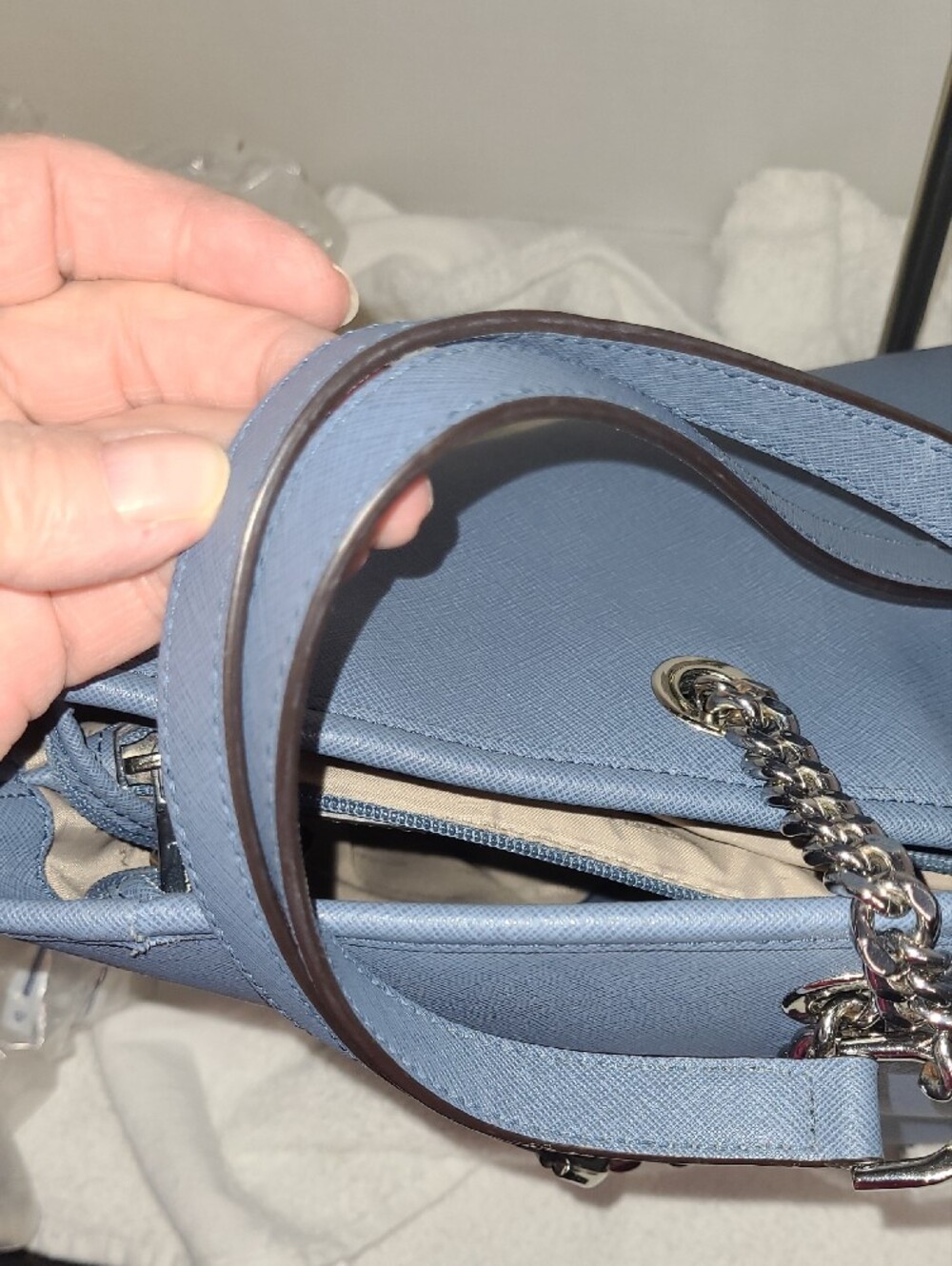 Michael Kors Slate Blue Chain-Detail Tote - Picture 8 of 13